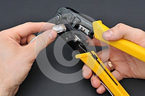 internet or telephone line cables and crimper