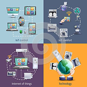 Internet of things 4 flat icons