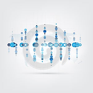 Internet of Things, Cloud Computing Design Concept with Icons - Digital Network Connections, Technology Background