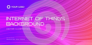 Internet of Things Concept Background with Futuristic Waves Data Flow Technology Visualization. Abstract IoT and