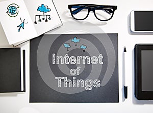 Internet Of Things concept with black and white workstation
