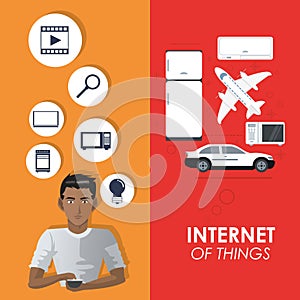 Internet of things concept connection elements poster