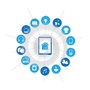 Internet Of Things, Digital Home And Networks Design Concept With Icons