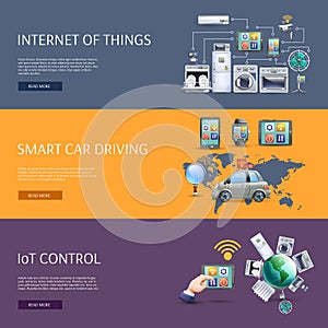 Internet of things flat banners set