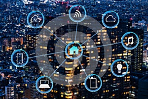 Internet of things futuristic background showing domotic connect