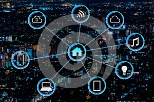 Internet of things futuristic background showing domotic connect