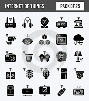 25 Internet of Things Glyph icon pack. vector illustration