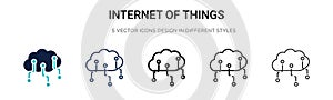 Internet of things icon in filled, thin line, outline and stroke style. Vector illustration of two colored and black internet of