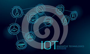 Internet of things icon innovation technology concept. Smart city wireless communication network IOT ICT. Home