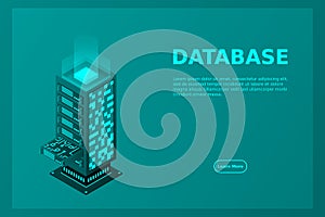 Internet of things (IOT) bannerData hosting. Data flow. Data storage. Server