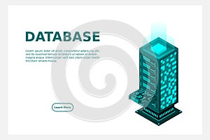 Internet of things (IOT) bannerData hosting. Data flow. Data storage. Server