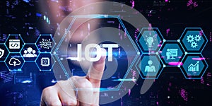 Internet of things - IOT concept. Businessman offer IOT products and solutions