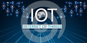 Internet of things IOT, devices and connectivity concepts on a network, cloud at center.