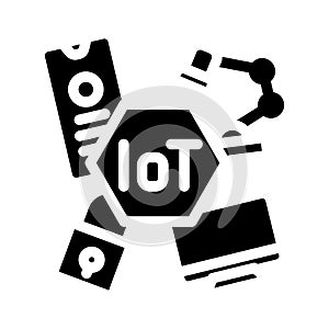 internet of things iot devices industry 4 glyph icon vector illustration