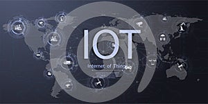 Internet of things IOT ICT icon innovation technology concept. Networking concept for connected devices. Smart city
