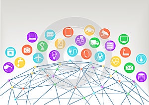 Internet of things (Iot) illustration background. Icons / symbols for various connected devices