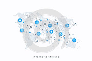 Internet of things IoT and network connection concept design vector. Social media network and marketing concept with