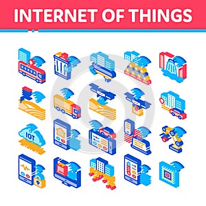 Internet Of Things Isometric Icons Set Vector