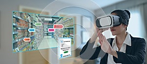 Internet of things marketing concepts,smart augmented reality,customer use virtual glasses to  order the product that search by ai