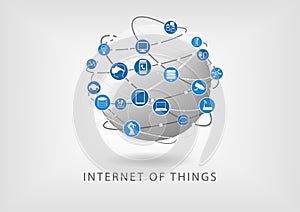 Weltweites computernetzwerk aus dinge verbindung gebracht illustrationen wie symbole eine Wohnung 