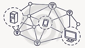Internet of Things Network Nodes Vector Connectivity Tech, vector design Generative AI