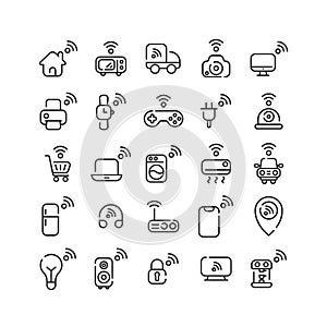 Internet of Things outline icon set.