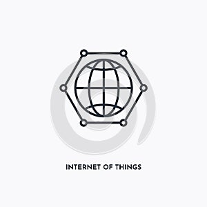 Internet of things outline icon. Simple linear element illustration. Isolated line Internet of things icon on white background.