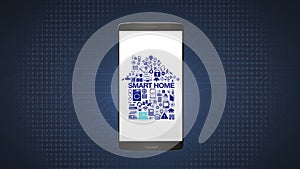 Internet of things Smart home appliances icon makes home shape in smart phone, mobile.