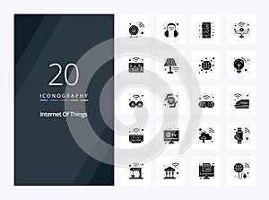 20 Internet Of Things Solid Glyph icon for presentation
