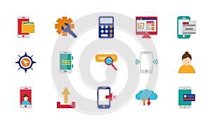 Internet of things technology network icons set