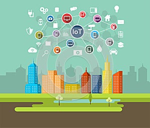 Internet of Things Technology. Smart city illustration