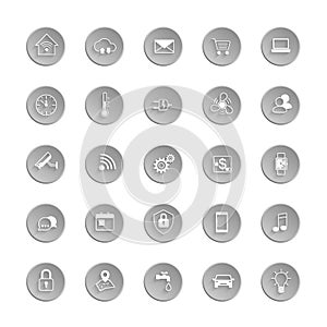 Internet of things web icon set. Automation system smart house or smart city. Vector illustration