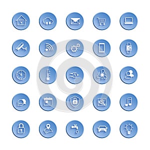 Internet of things web icon set. Icon set of automation system and smart home control. Vector illustration