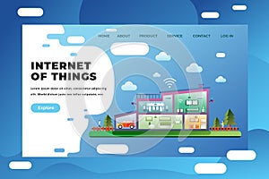 Internet of Things - Web Page Header Landing Page Template Illustration