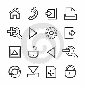 Internet and toolbar, icons, monochrome, linear.