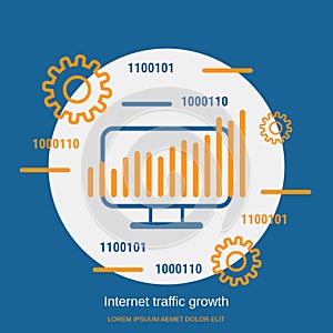 Internet traffic growth flat style vector concept