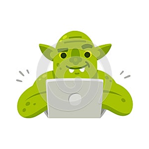 Internet troll with laptop