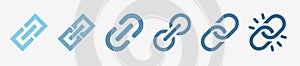 Internet URL or webpage url link icons set. Chain, link icon vector isolated on white background