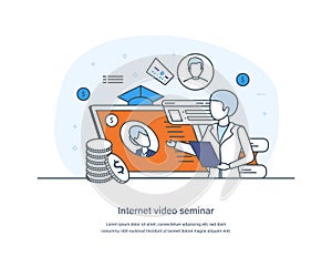 Internet video seminar, educational web conference, online class