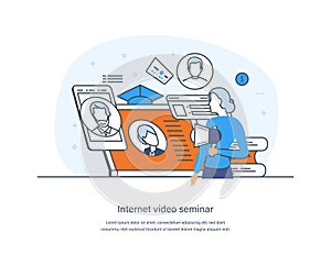 Internet video seminar, educational web conference, online class