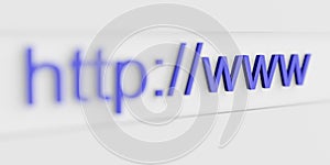 Internet web address url http www in search bar of browser in focus