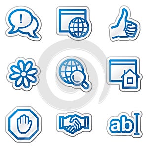 Internet web icons, blue contour sticker series