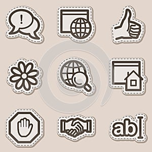 Internet web icons, brown contour sticker series