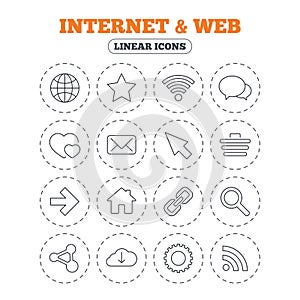 Internet and Web icons. Wi-fi, favorite star.