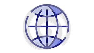 Internet website globe map single isolated icon with dash or dashed line style