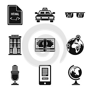 Internet website icons set, simple style