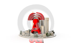 Internet or wifi broadband city 3d render