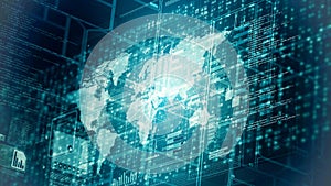 Internet worldwide data computing concept