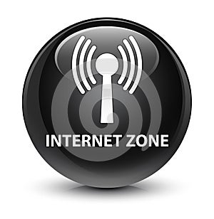 Internet zone (wlan network) glassy black round button