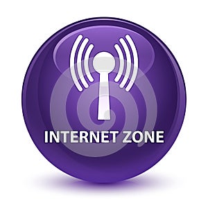 Internet zone (wlan network) glassy purple round button